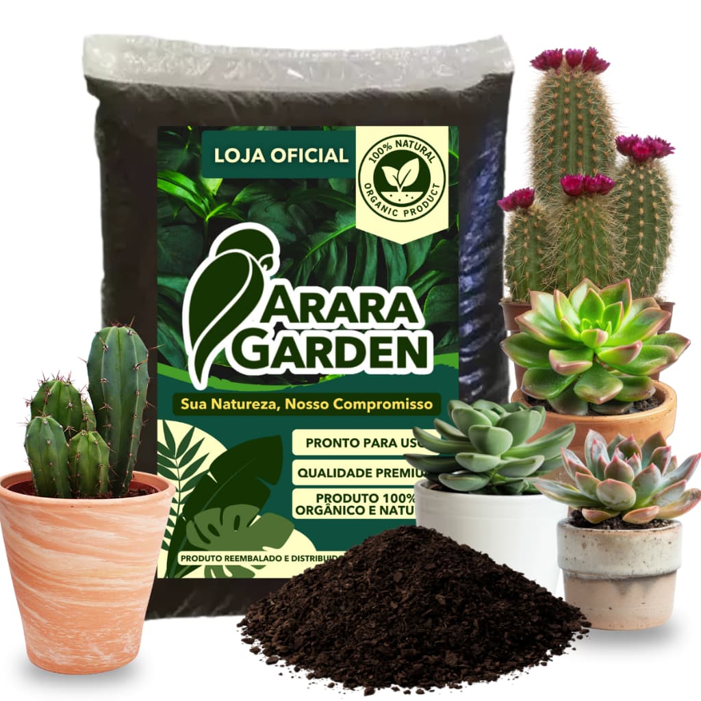 Terra Vegetal Adubada 20kg – Substrato Orgânico Pronto p/ Uso em Vasos Plantas e Hortas Arara Garden