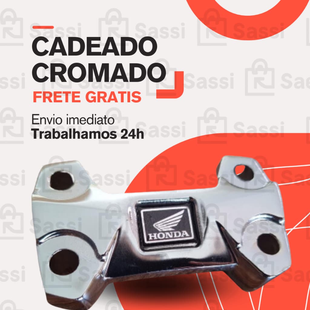 Mesa Guidão Cromado / Preto Cadeado Cg, titan, fan, cargo 150 e 160 - MODELO 2025 + BRINDE ADESIVO