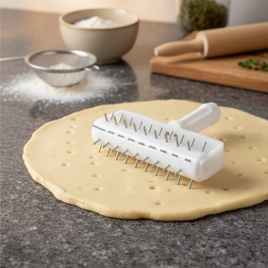 Rolo Furador de Massa 12cm Profissional Pinos Inox - Para Pizza e Torta