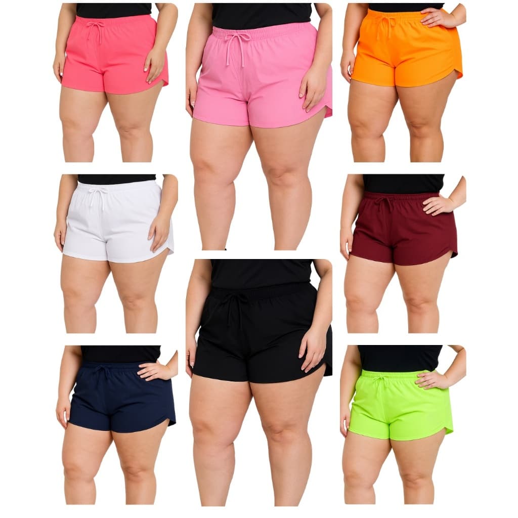 Short Tactel PLUS SIZE Feminino Academia Praia Piscina Corrida Treino Casual Soltinho