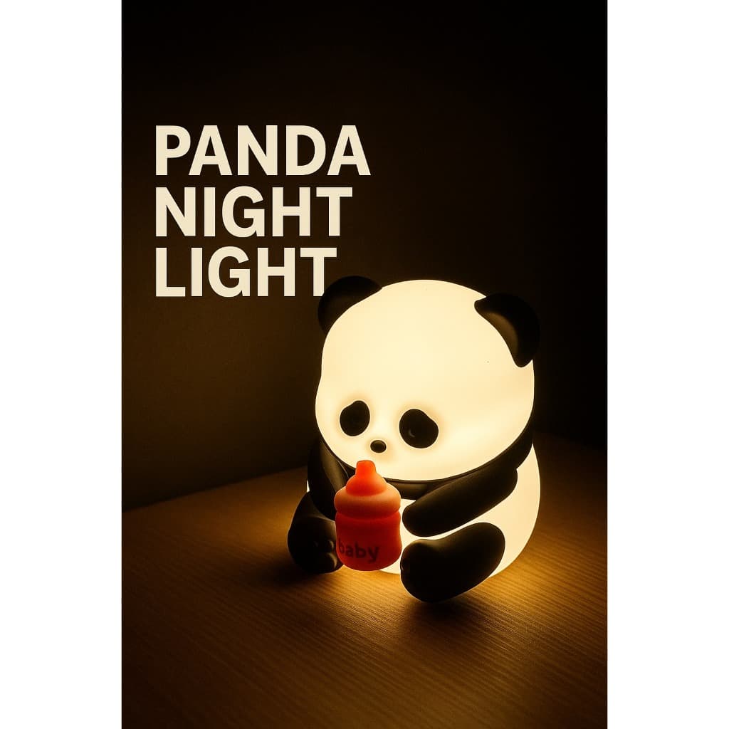 Luminária Panda De Silicone Com Luz Noturna LED Toque Suave e Seguro Para Crianças