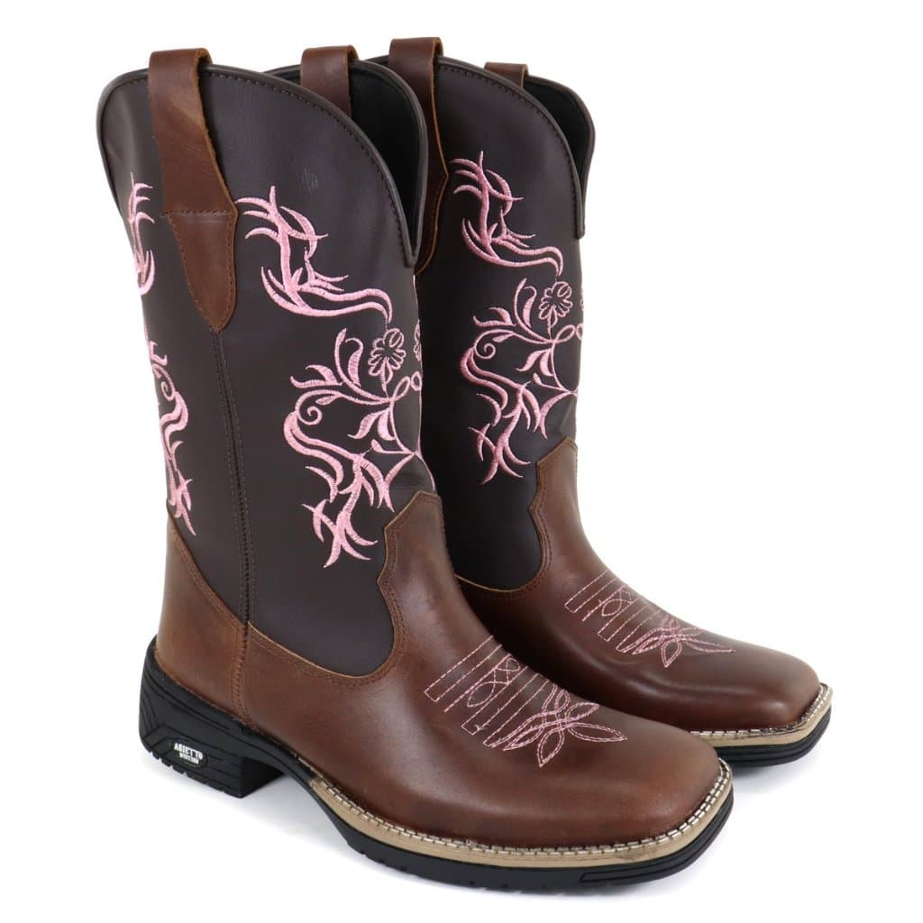 Bota Texana Feminina Country Bico quadrado Bordado