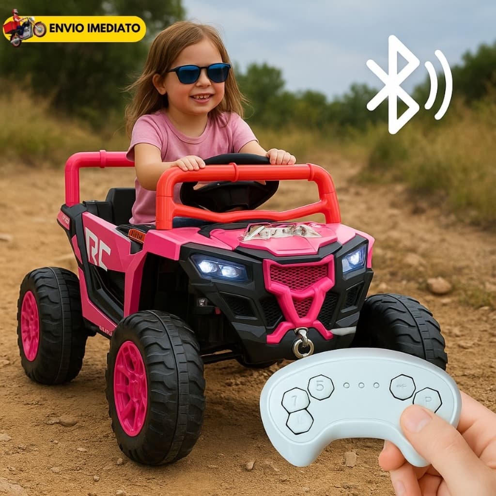 Carrinho Elétrico Infanti Quadriciclo Utv Bluetooth Rosa 12v Buggy