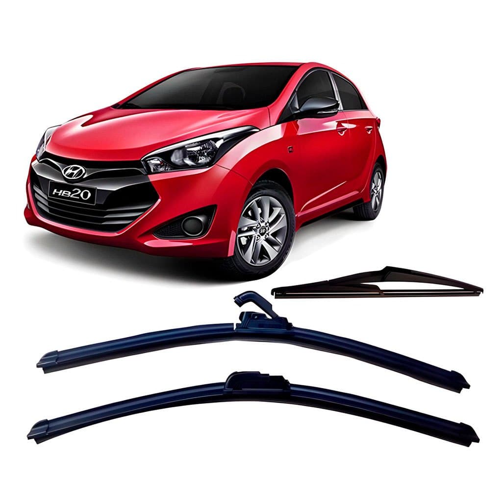 Kit 3 Palhetas Limpador De Parabrisa Dianteiro + Traseiro HB20 HB20X HB20S 2012 2013 2014 Até 2018