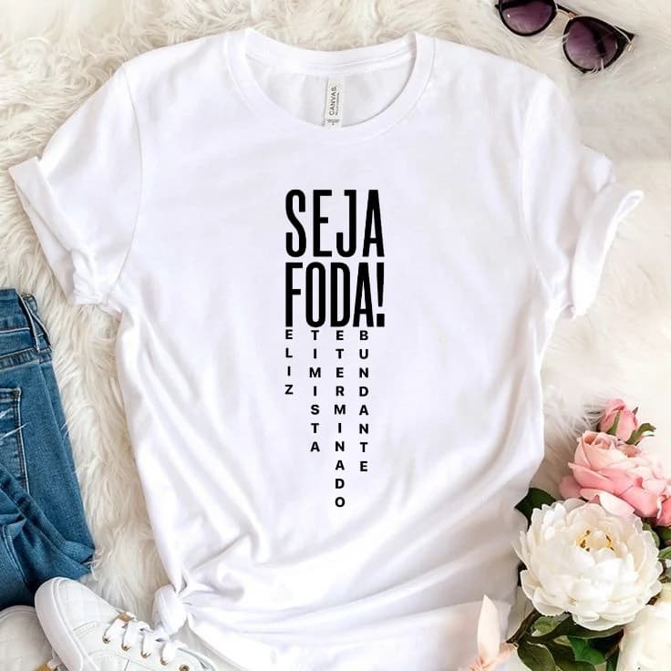 camiseta feminina com frases tshirt estilosa em alta blusa  dia a dia look confortável de  levespojado baby look