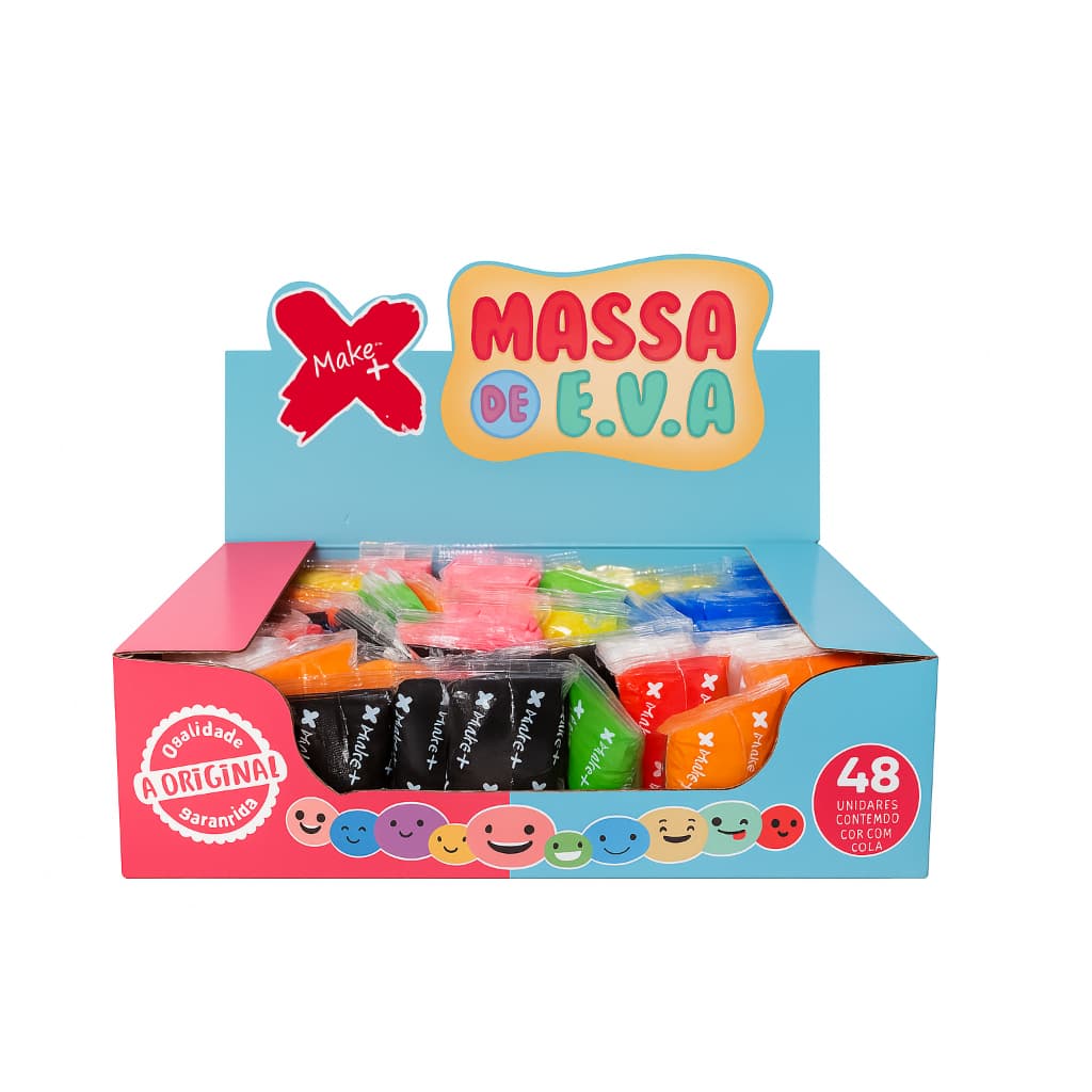Display Massinha EVA 480g – 48 Pacotes x 8 Cores Sortidas | Kit Modelagem Profissional