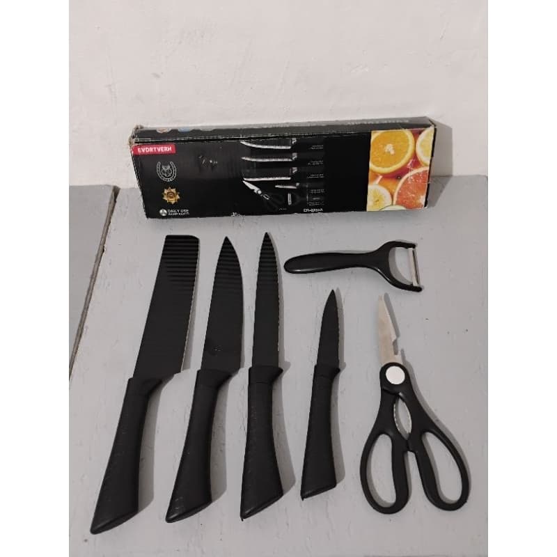 Faqueiro Preto 6 Peças Aço Inox Elegante para Cozinha