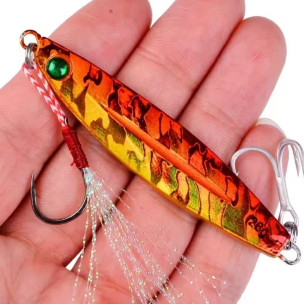 Jig Holográfico Laranja - Cor Ideal Para água Turva - Com Garatéia e Suporte hook