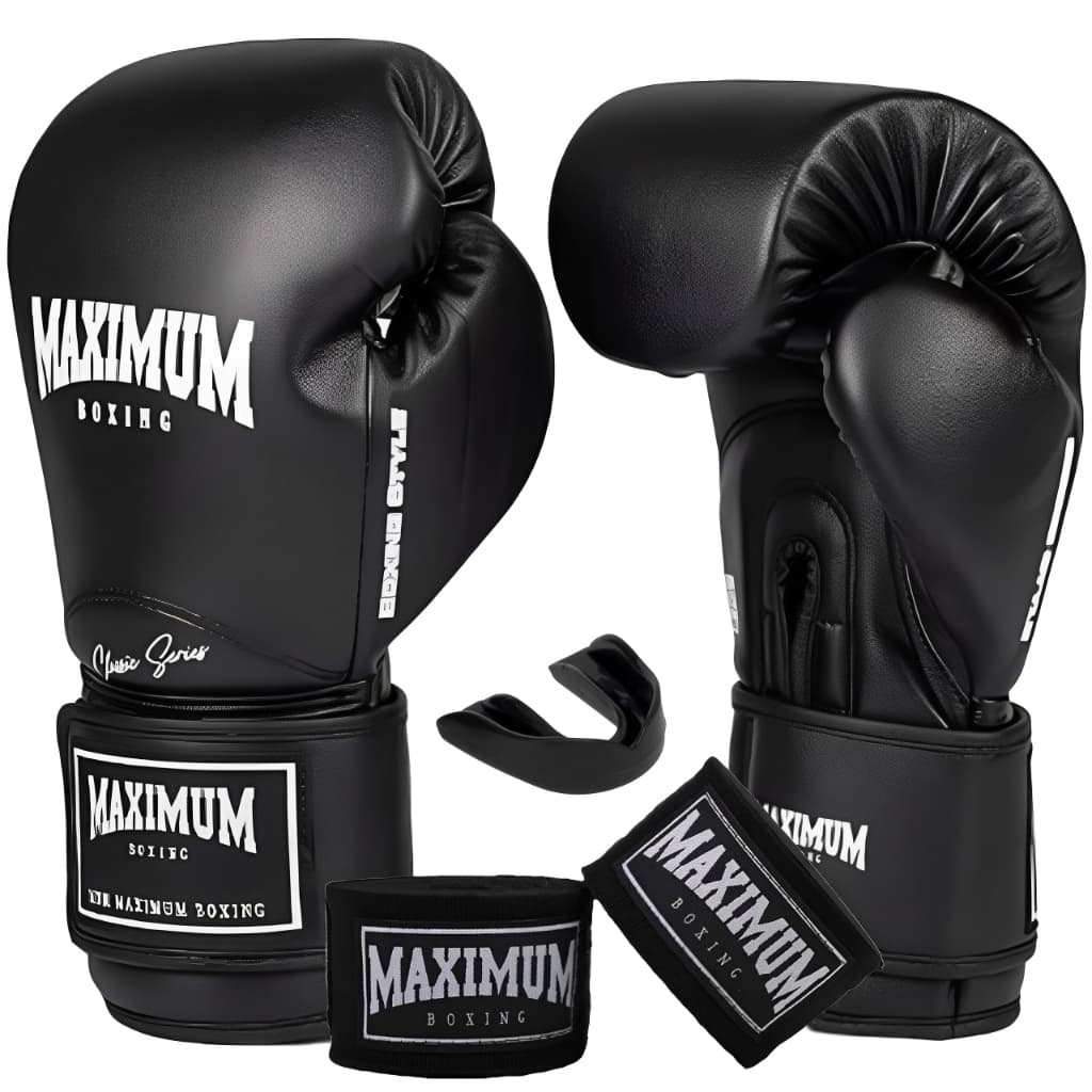 LUVA MUAY THAI BOXE KICKBOXING + BANDAGEM 3M + PROTETOR BUCAL - MAXIMUM - (ESCOLHA O SEU MODELO)
