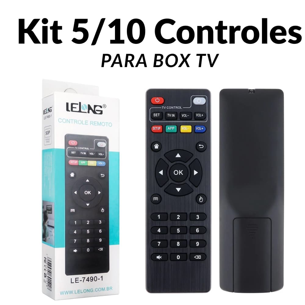 Kit 5/10 Controle Remoto Para Box Smart TV