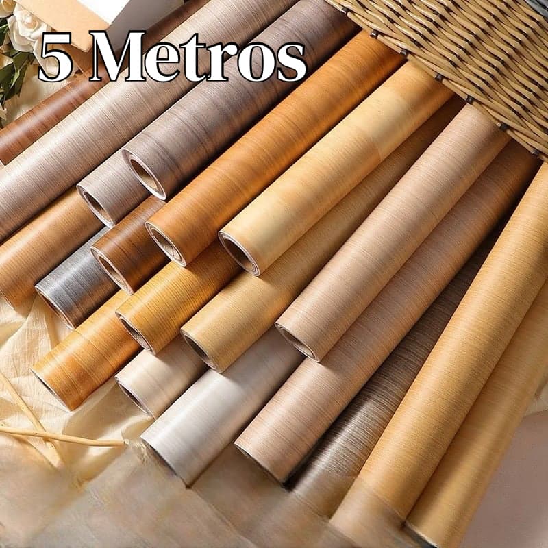 Papel de Parede Madeira Ripado Premium 5m x 45cm Adesivo Autocolante Salas e Quartos Fácil Aplicação