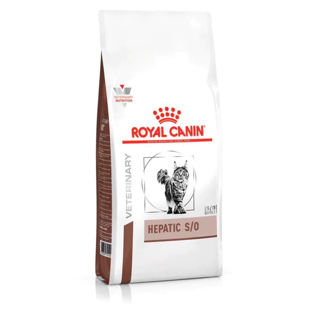 A Ração Royal Canin Feline Hepatic S/O para gatos com problemas hepáticos é um alimento coadjuvante seco para gatos adul