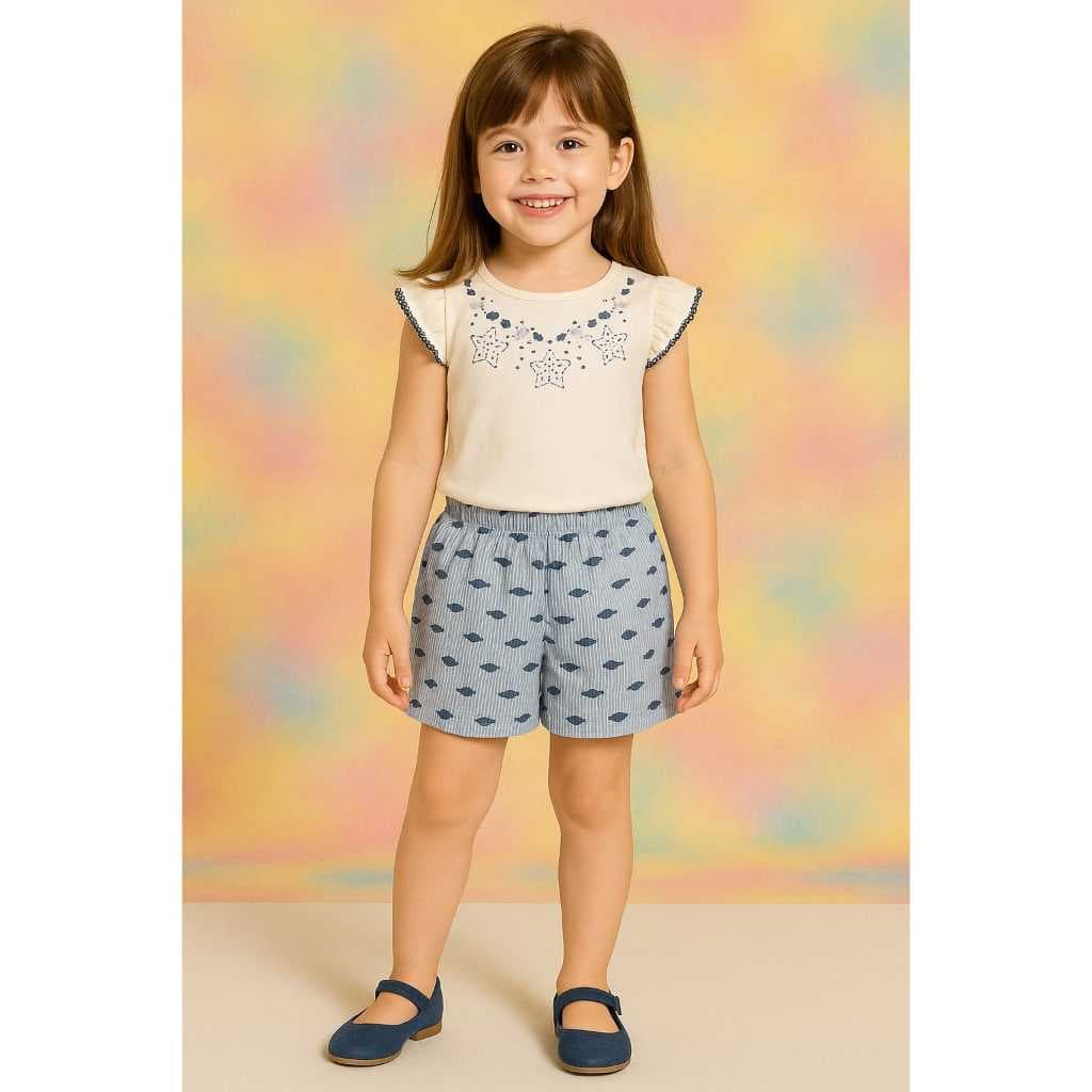 Conjunto Infantil Menina Natal Reveillon Verão Blusa E Short Milon 01 ao 08 2001019