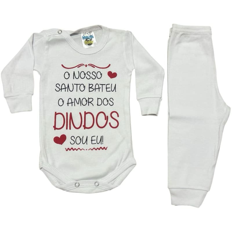 Conjunto Bebê Body + Calça Amor dos Dindos Algodão Antialérgico
