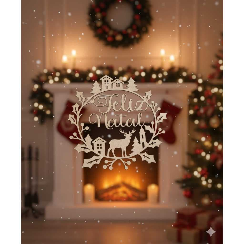 Decoração De Natal - Guirlanda de natal em mdf - decoração natalina 32cm