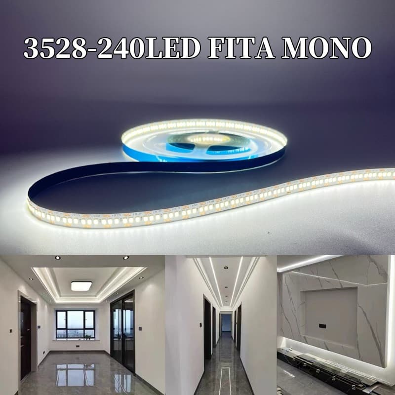KIT 2 a 5 Fita LED 3528 Rolo 240led Três Cores Disponíveis para Perfil 5 Metros IP20 12V Brilhante Bivolt
