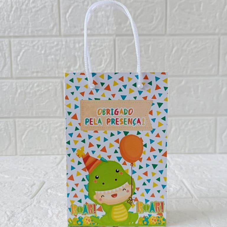 10 Sacolinhas Personalizadas Dino Baby . Fazemos Todos os Temas