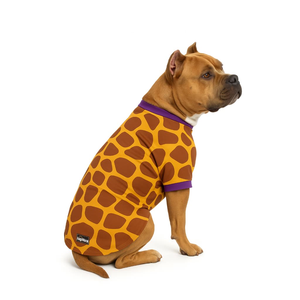 Camiseta Pet Girafa ou Camuflada Rosa Proteção UV Verão P/ Cachorros e Gatos Porte Pequenos Grandes