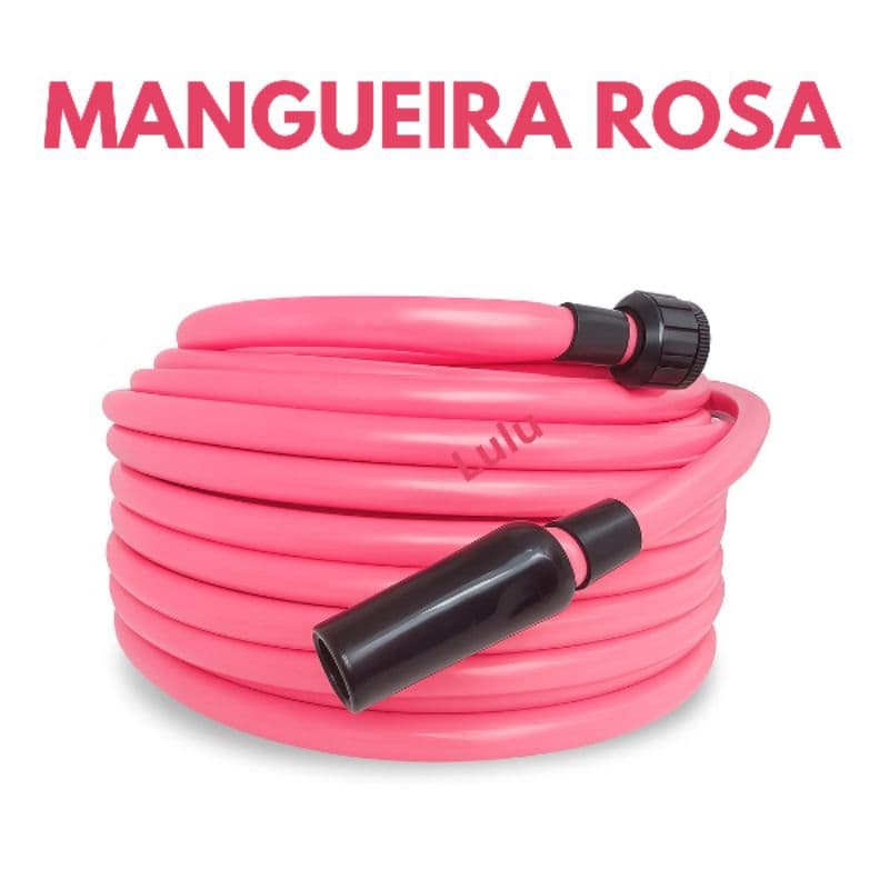 Mangueira de Jardim Rosa Super Flexível Com Esguicho e Engate Não Dobra Super Reforçada
