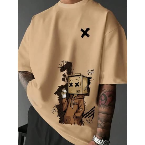 Camiseta Masculina Cabeça De Saco Camisa Algodão Estilo Streetwear