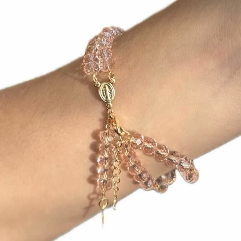 Pulseira Terço Folheada Pulseira Folheada Ajustável Religiosa