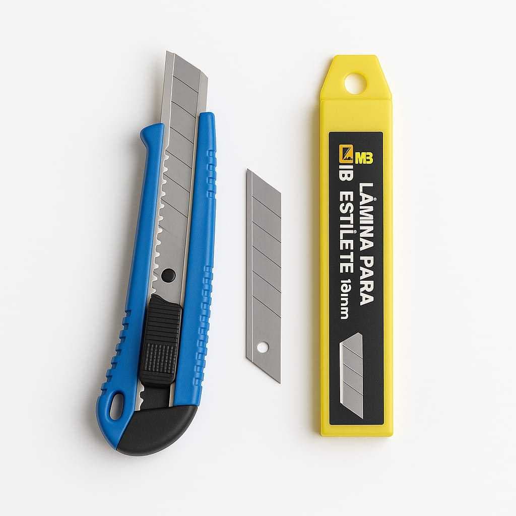 Estilete Profissional Emborrachado sortidos com Trava 18mm +10 Laminas