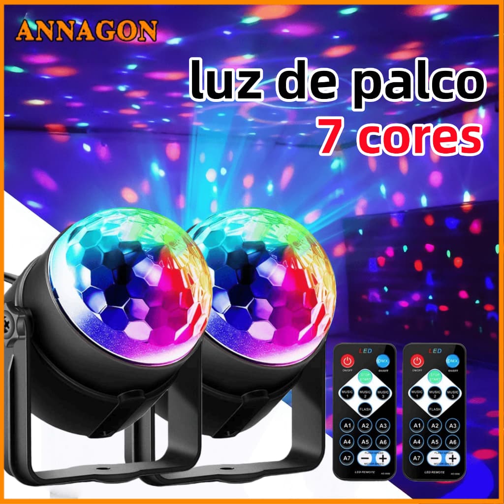 Globo LED RGB com Sensor de Som USB e Controle Remoto Luzes para Festas Discoteca e Eventos