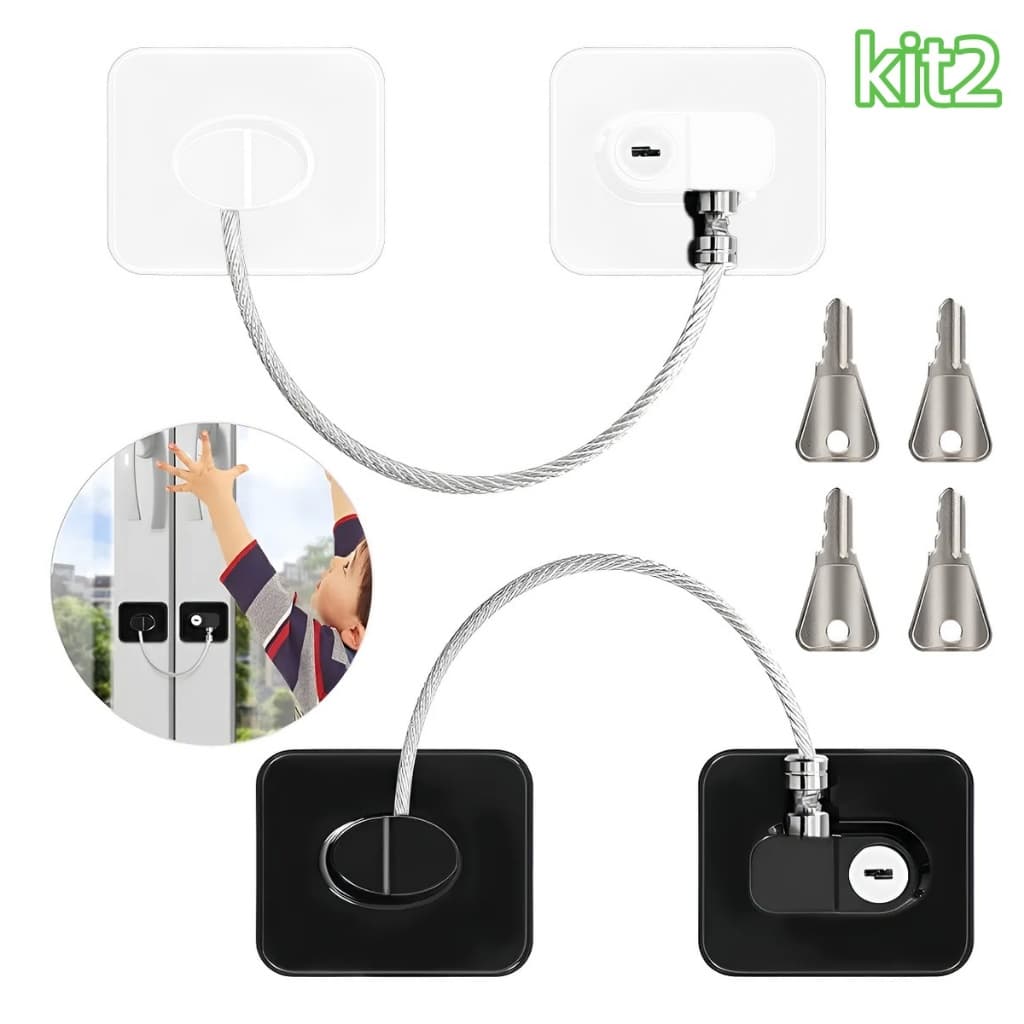 Kit 2 Trava Tranca Com Chave para Geladeira Freezer Porta Janela Gaveta Não Precisa Furar