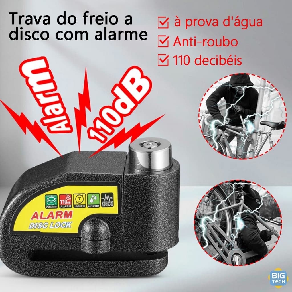 Trava Cadeado De Freio Disco Com Alarme Sonoro Para Moto Cadeado Bicicleta Trava De Disco