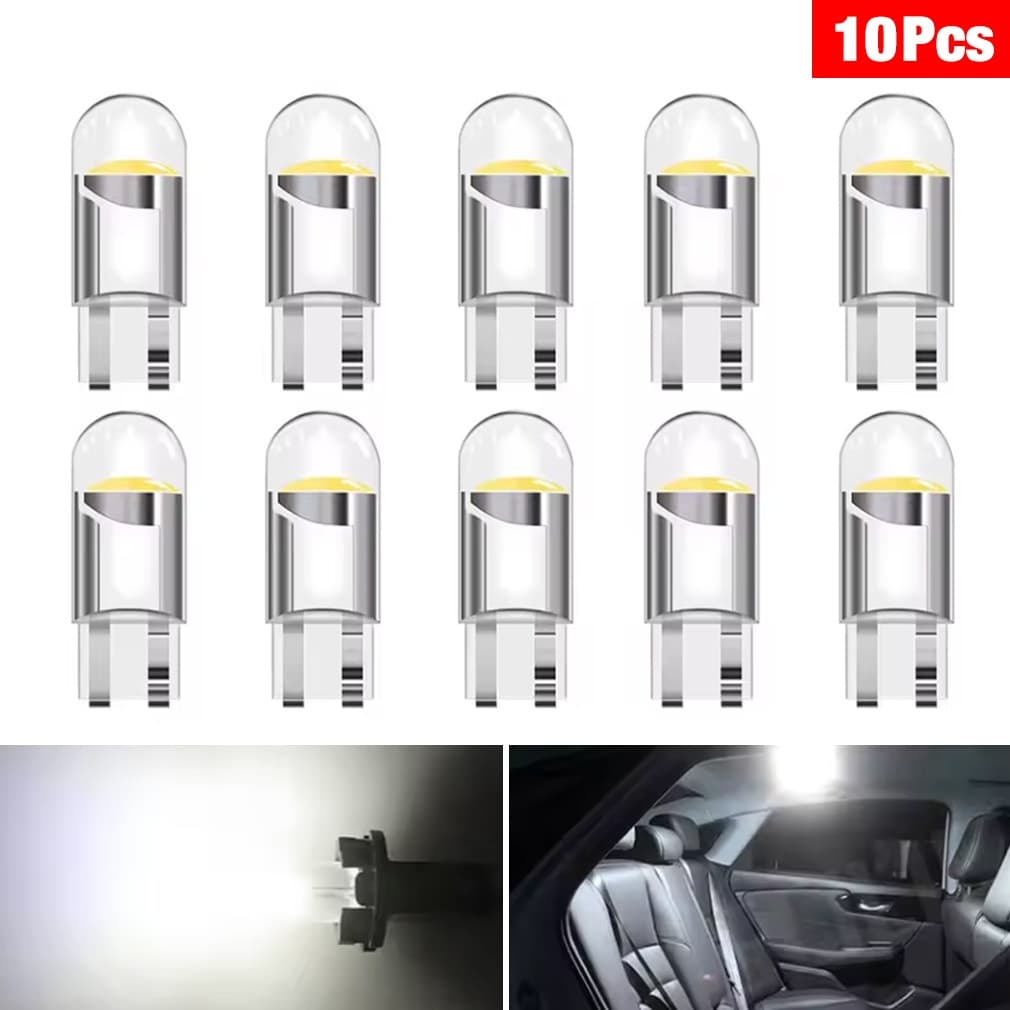 Kit 10 Lâmpada Led Pingo T10 9mm 23mm 0,36w Carro w5w  6000k Branco Teto Mala Placa DC 12V