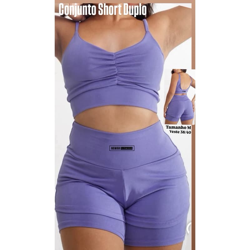 Conjunto Short Duplo com Top com Bojo Malha Suplex