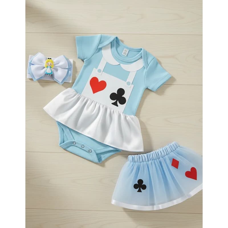 Body Mesversário Princesa Alice Fantasia Luxo Bebê Temático Alice no País das Maravilhas P