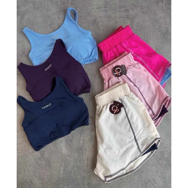 Conjunto Fitness Top E Short Duplo Poliamida Com Tactel Corrida