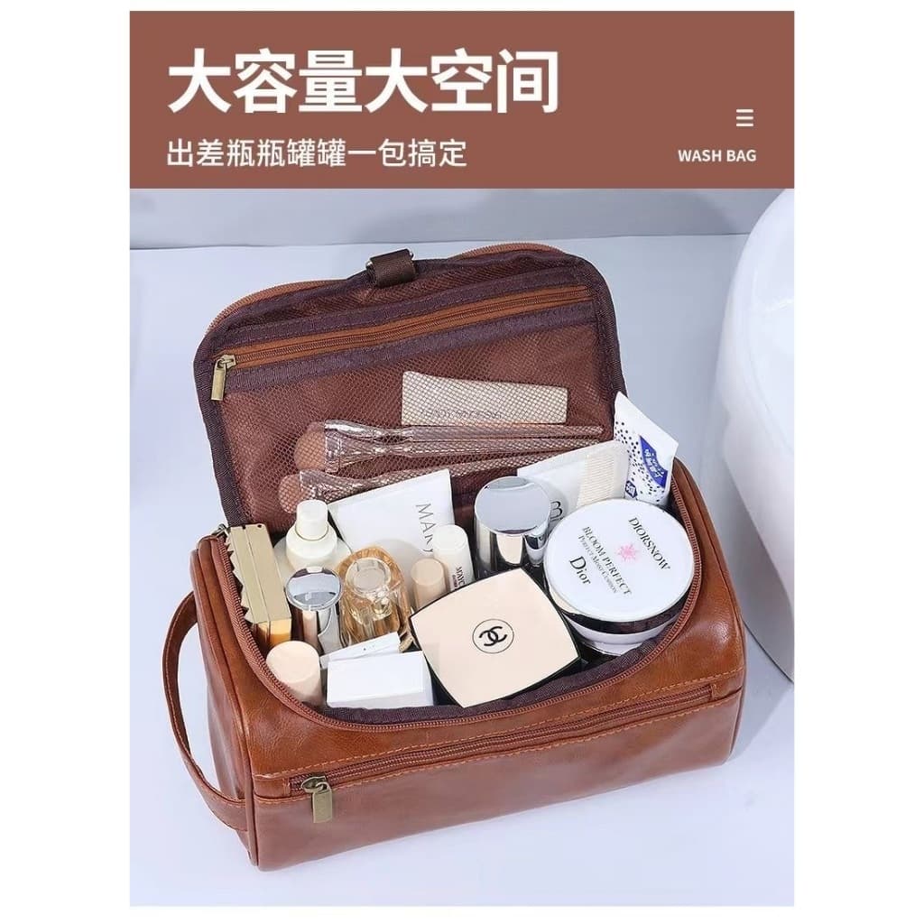 Bolsa de Higiene Pessoal Necessárie Viagem Vintage em Couro Masculina JIN038