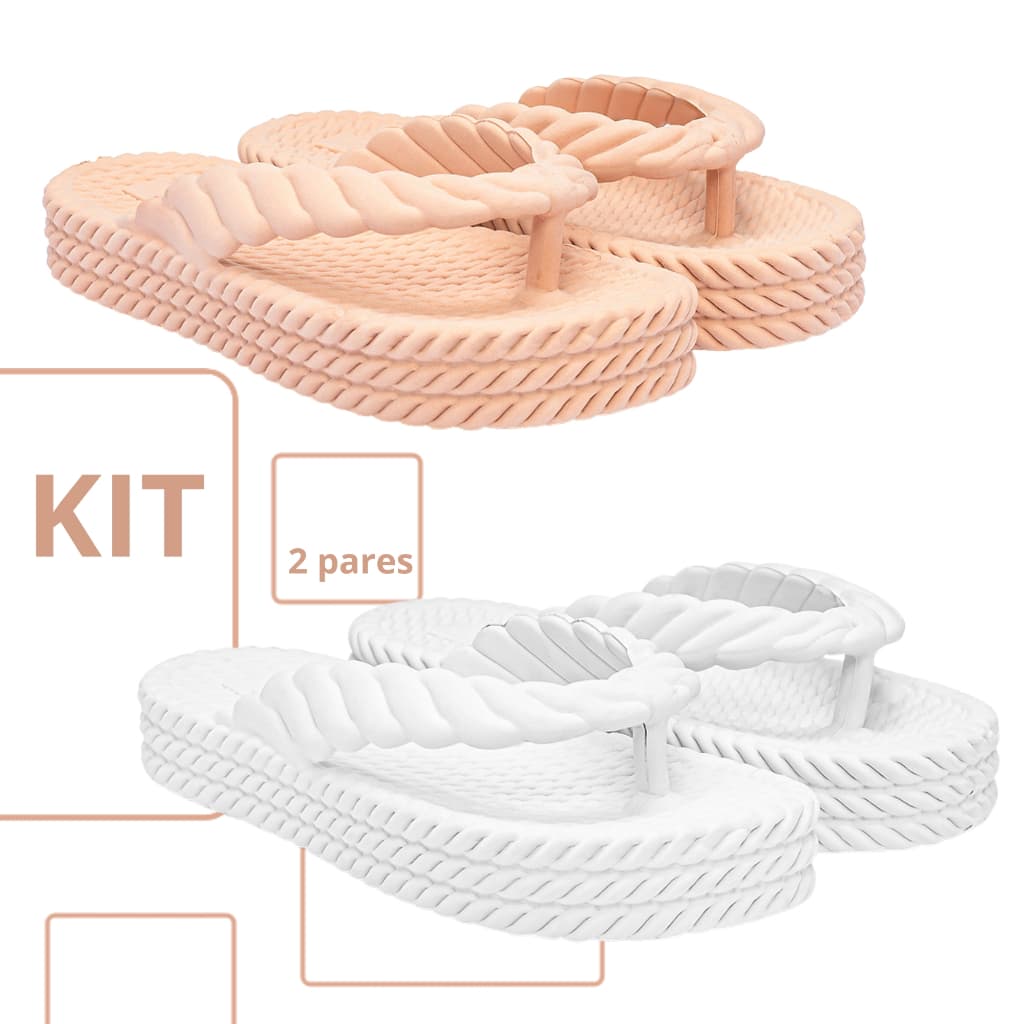 Kit Chinelo 3 Tranças Feminino Ortopédico Plataforma Nuvem