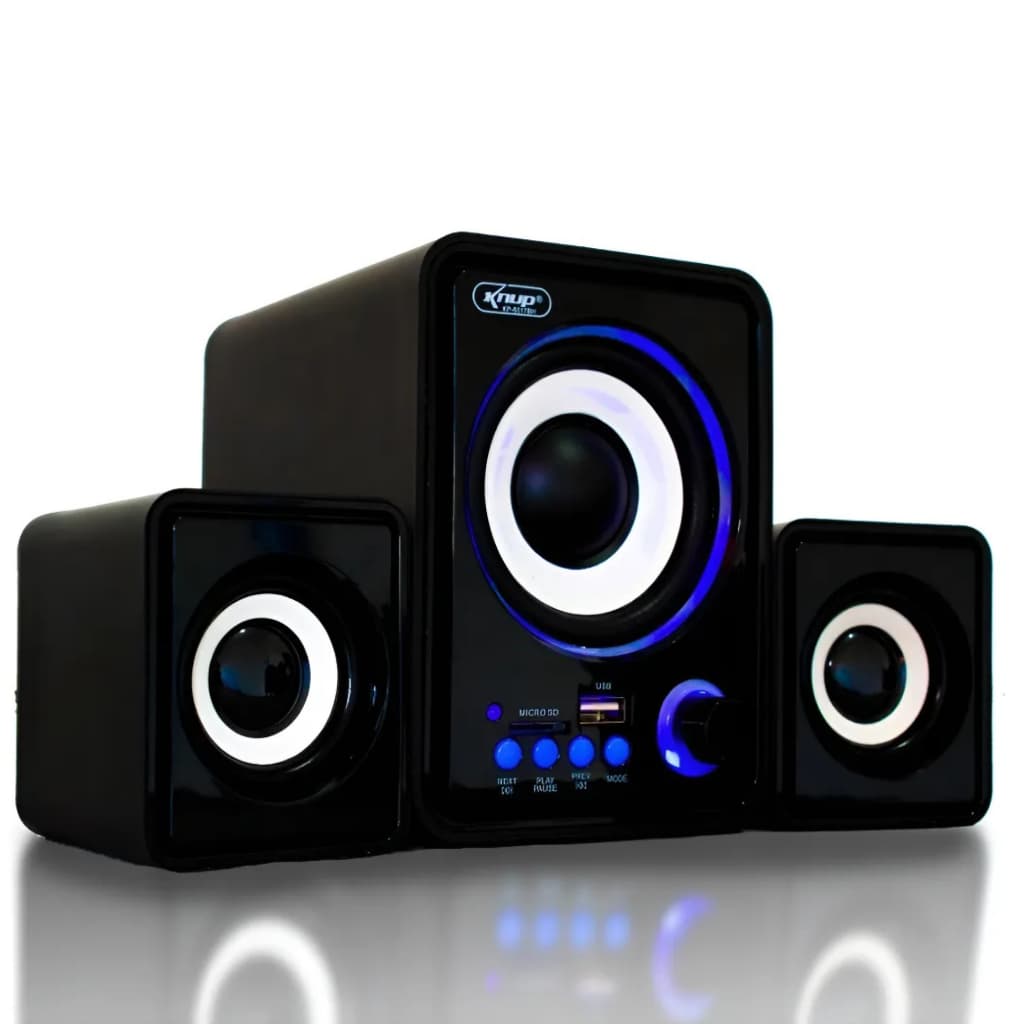 Caixa de Som Bluetooth Knup KP-6017BH Subwoofer USB SD P2 Potente Som 3D