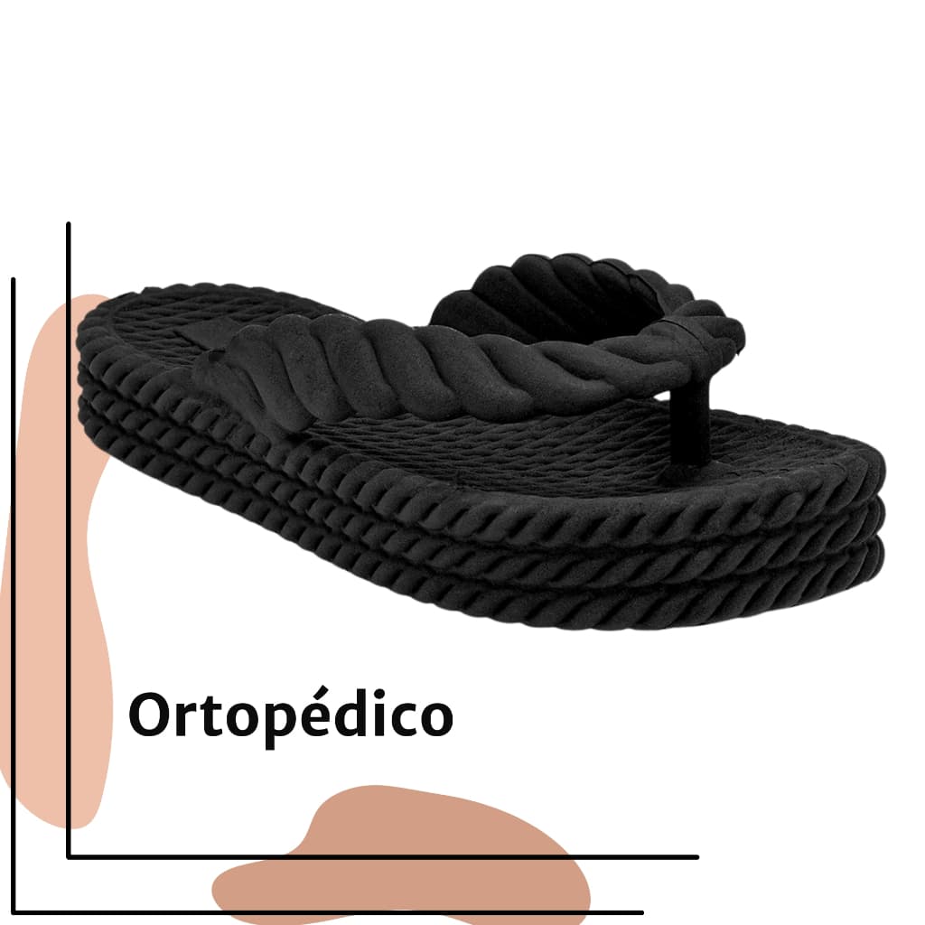 Chinelo Feminino Ortopédico 3 Tranças Plataforma Macio Leve