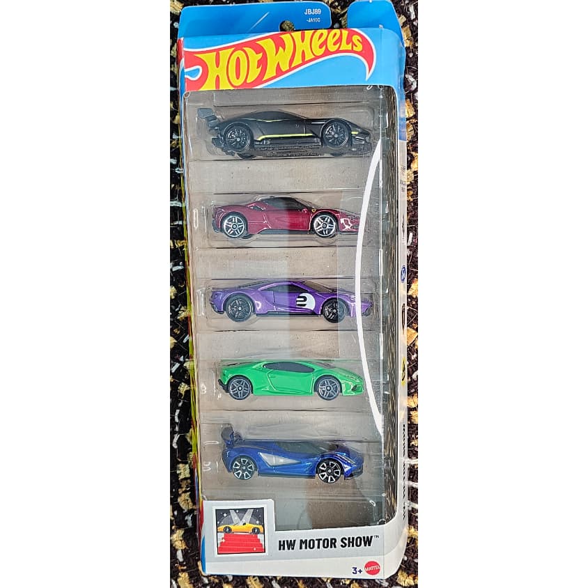 HOT WHEELS HW MOTOR SHOW PACK COM 5 CARRINHOS COLECIONÁVEIS
