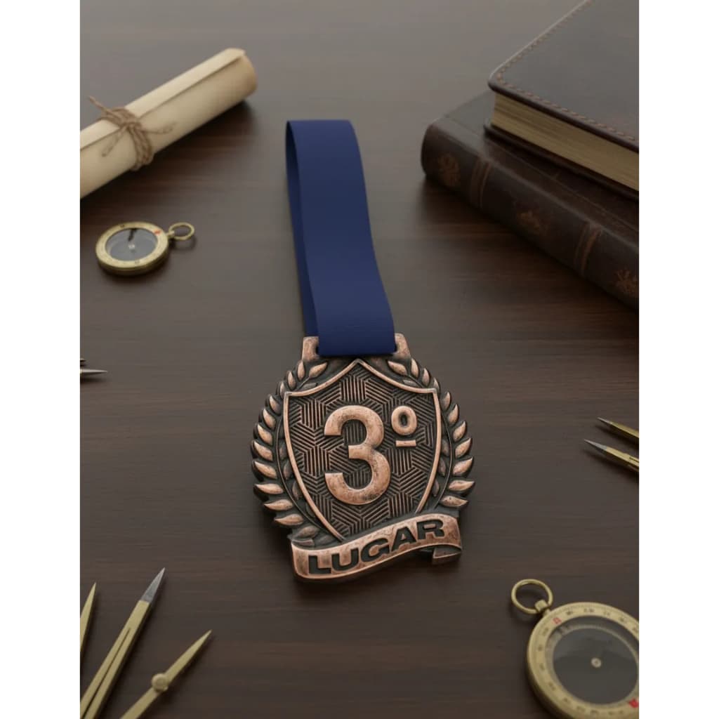 Medalha De Pódio 3o Lugar Cobre Velho - Metal Com Fita Profissional