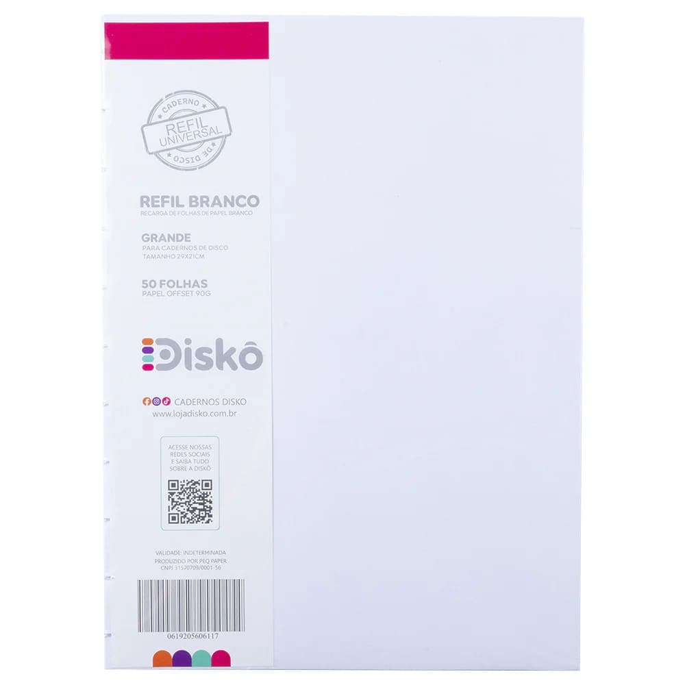 Refil Caderno Inteligente Disko 50 Fls Brancas 90gr S/ Pauta G