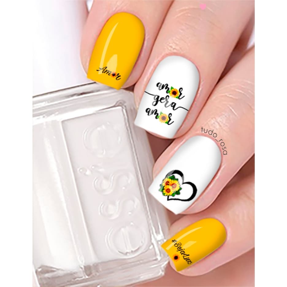 peliculas de unhas com 28 adesivos GIRASSOL flor