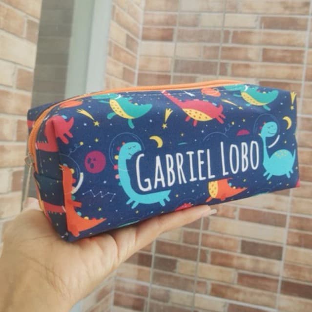 Estojo escolar box menino personalizado com nome, dinossauro, safari, astronauta, volta as aulas