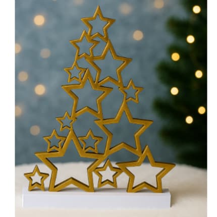 Árvore De Estrelas Enfeite de Mesa Decoração Natal 3D 17 CM