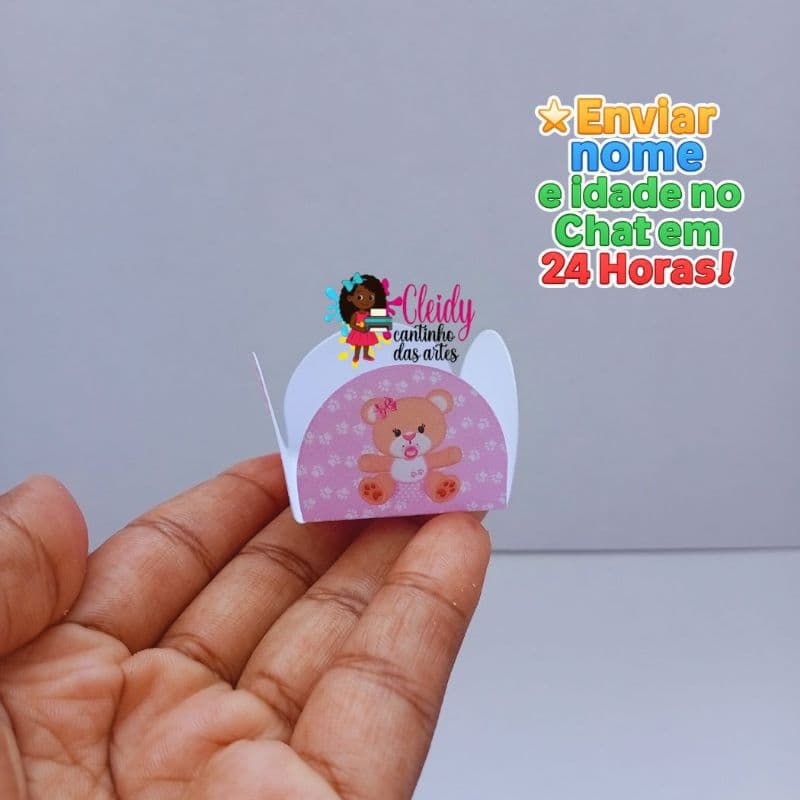 Forminha para Doces Personalizada Ursinha Baby Nome e Idade | Festa Infantil