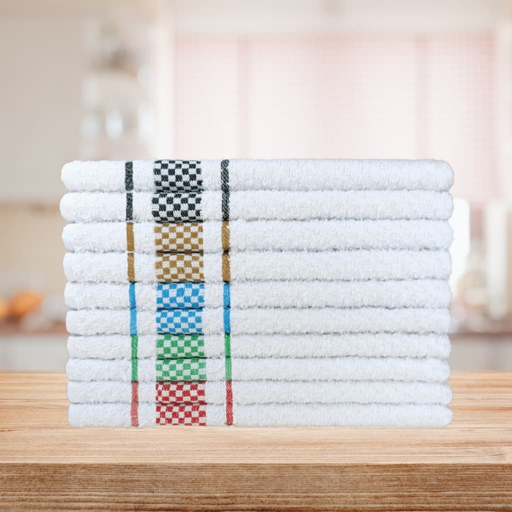 Kit 10 Panos De Prato Atoalhado Grosso 45x70 Algodão Toalha de Copa Premium Promoção