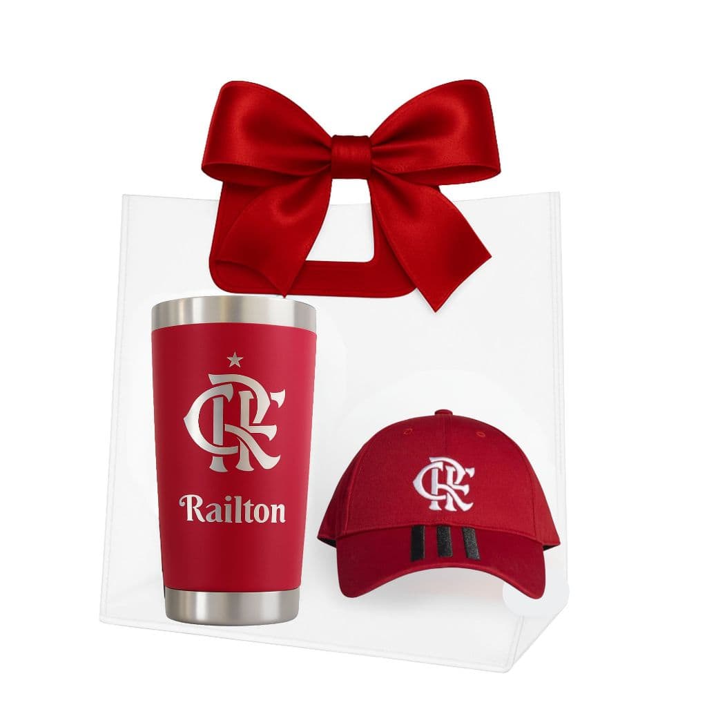 Kit Torcedor Personalizado – Copo Térmico, Boné do Time e Sacola – Presente Perfeito!