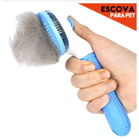 Escova Rasqueadeira Para Caes Gatos Premium Removedora Tira Pelos Mortos
