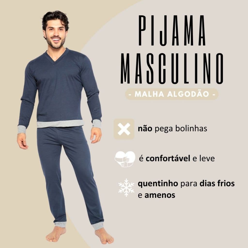 Pijama Masculino  Longo Adulto de Frio Inverno