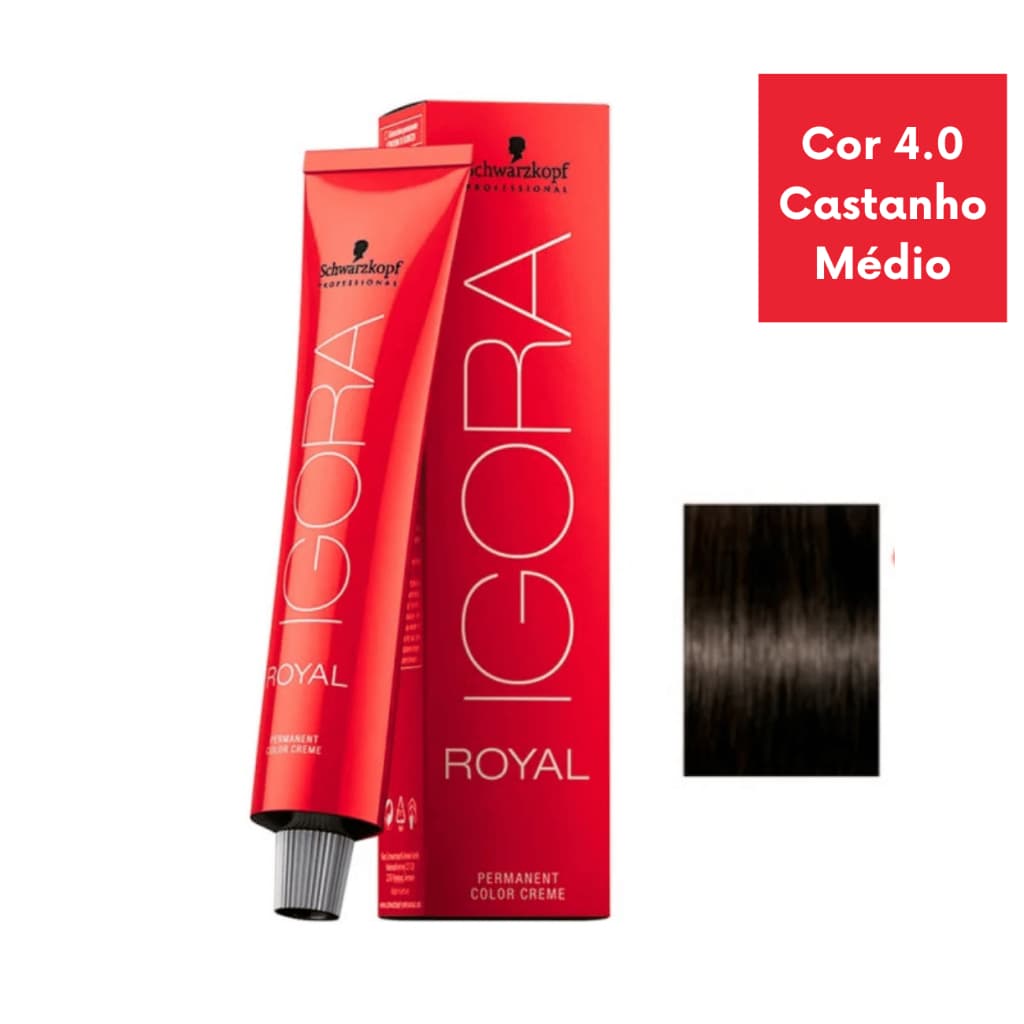 Igora Royal 4.0 Castanho Médio Natural Schwarzkopf Coloração Profissional 60g Cobre Brancos