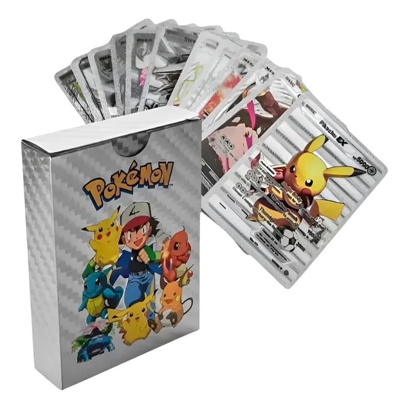 Caixa Com 50 Cartinhas Prateadas Pokemon  Prata